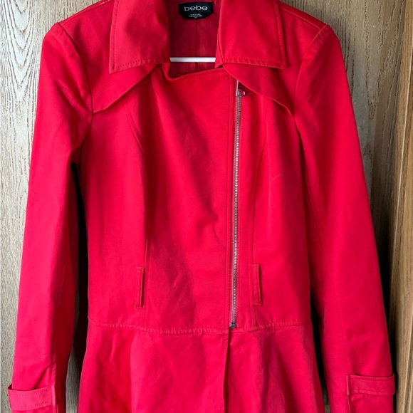 BEBE peplum jacket womens size small red - Picture 5 of 5